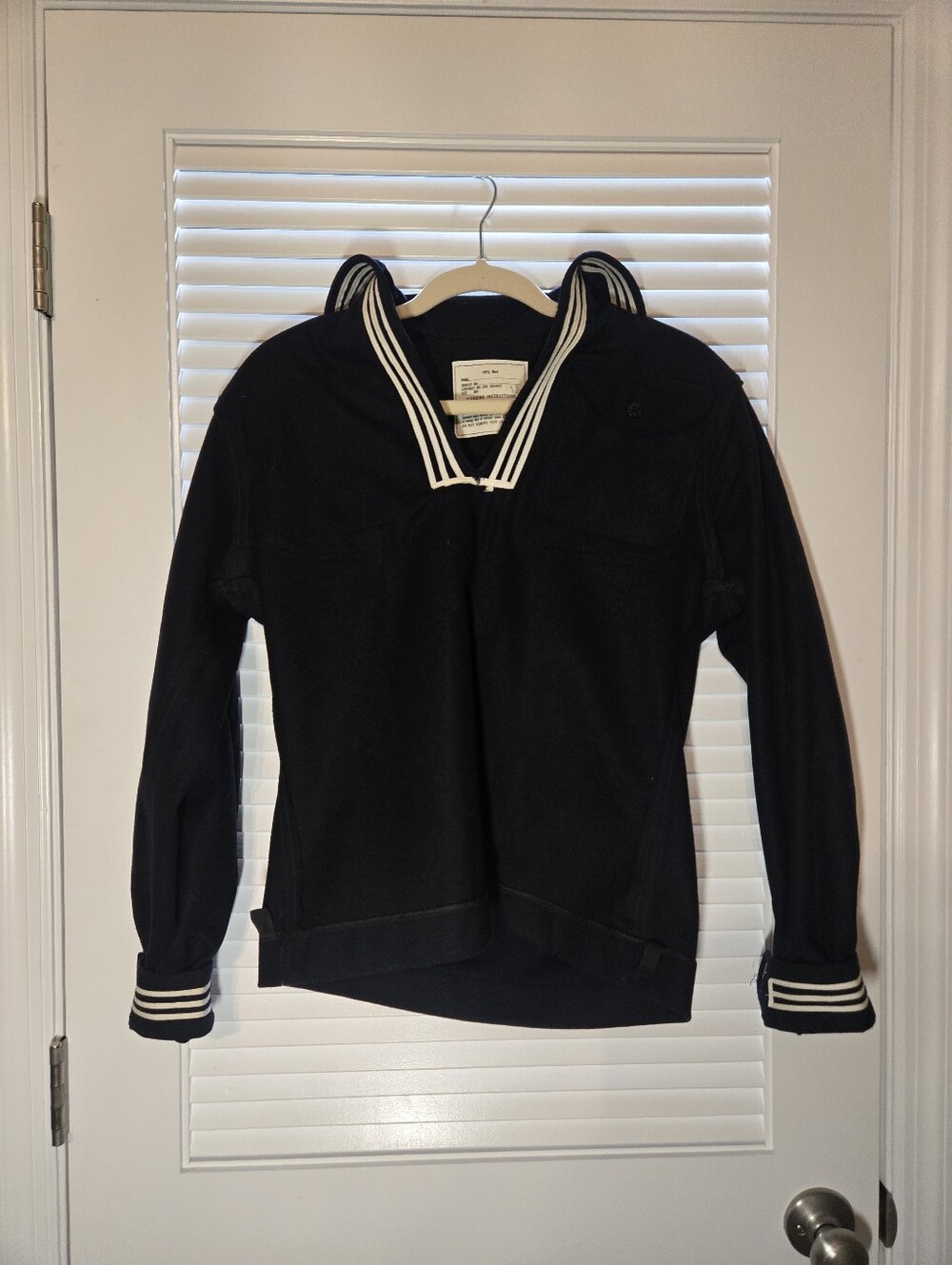 Vintage 1966 US Navy Sailor Crackerjack Blue Wool Sailor Shirt Vietnam DSA Costu